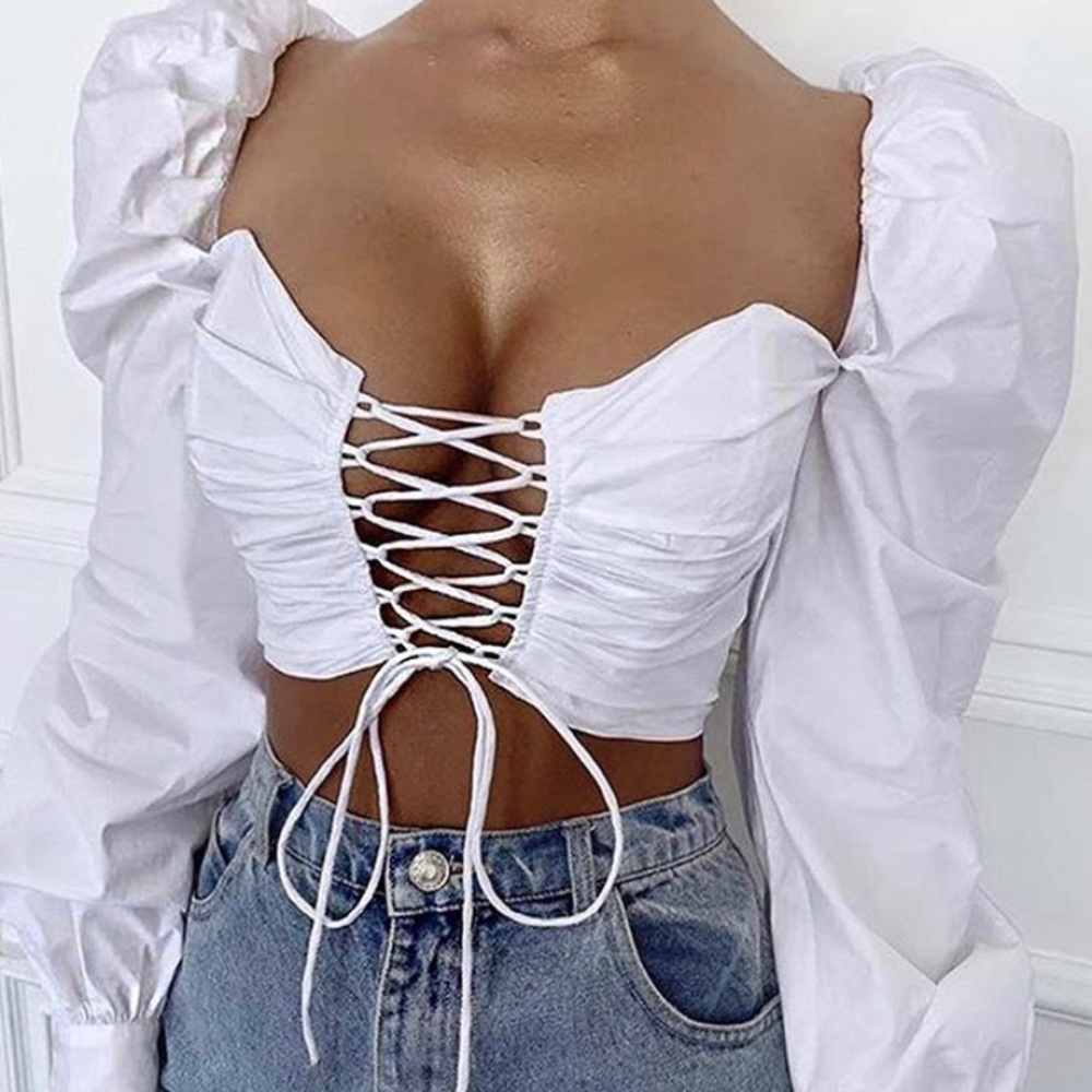 White long sleeve crop too